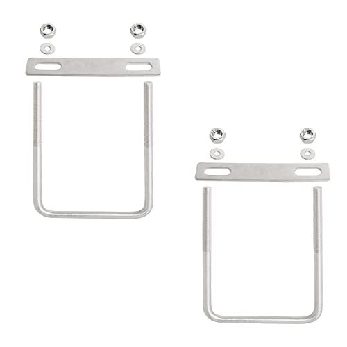 Square U-Bolt 3.35"(85mm) Inner Width U Bolts Brackets 304 Stainless Steel M8 with Nut, Plate, Washer for Car/RV/Trailer Bumper,2 Sets