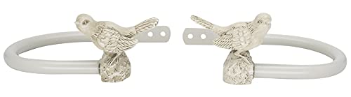 Meriville Set Of 2 Decorative Bird Window Curtain Holdbacks For Draperies (2 Holdbacks, Country White) #TOP2