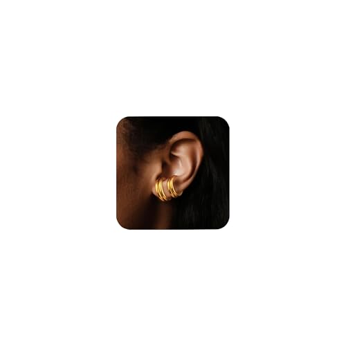 ALEXCRAFT Ear Cuff Gold Ohrklemme Helix Ohrring Conch Fake Ohrmanschette Earcuffs Creolen Chunky Edelstahl Clip On Set Climber 4 Stück ALEXCRAFT Ear Cuff Gold Ohrklemme Helix Ohrring Conch Fake Ohrmanschette Earcuffs Creolen Chunky Edelstahl Clip On Set Climber 4 Stück