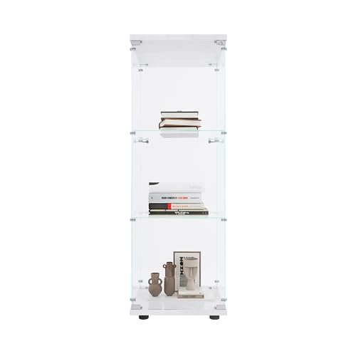Image of Beauty4U White Glass Display Cabinet, 3-Shelf Curio Cabinet