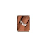 HEEYA Ringe Silber für Damen Verstellbarer Edelstahl Ringe Vierblättrige Blatt Kettenblatt mit 5A Zirkonia Ring Ewigkeit Verlobungsring Verdrehtes Seil Eheringe Promise Ring für Frauen mit Geschenkbox