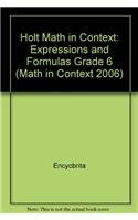 Holt Math in Context: Expressions and Formulas Grade 6 0030396174 Book Cover