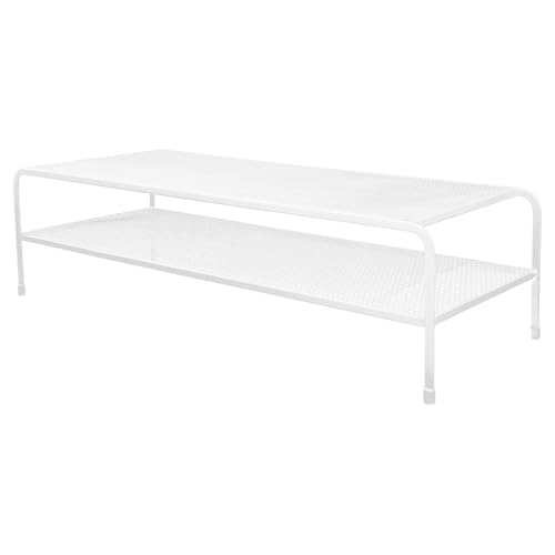 Support métallique pour écran d'ordinateur blanc double étagère en fer - 2