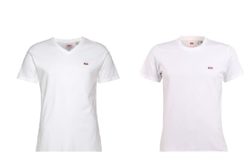 T-shirt blanc Levi's taille M haut col rond coton mode