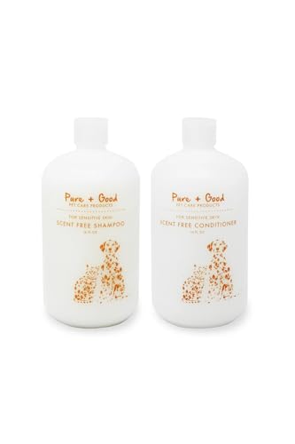 Pure + Good - Shampoo and Conditioner Set, Formulated for All Pets, Gentle and Cleansing, Made in The USA, Cruelty Free, 16 fl oz (Scent Free)