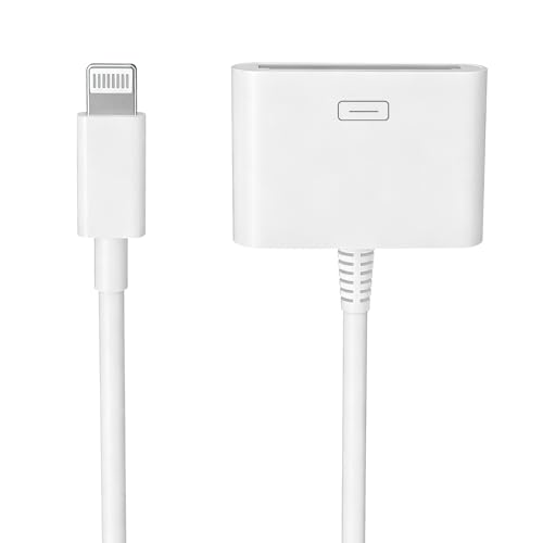 Lightning to 30 Pin Female Adapter for iPhone [Apple MFi Certified] 8 Pin to 30 Pin Charging and Data Transfer Converter for iPhone 14 13 12 11 Xs X 8 7 6 5 4 iPad iPod - No Audio Support(White)