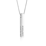 Sterling Silver Personalized custom Engraved 4 Sided Vertical 3D Bar Necklace Pendant- Nameplate...