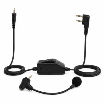 GREEN DEVIL Shield PTT - Cavo adattatore con microfono a collo di cigno con cancellazione del rumore, adattatore a pulsante per radio portatili, accessori per cuffie di protezione dell'udito radio