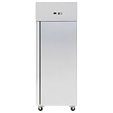 MBH - Refrigerador profesional de acero inoxidable GN2/1 y 610 litros para hostelería. Nevera vertical INOX de cocina industrial para bar y restaurante.