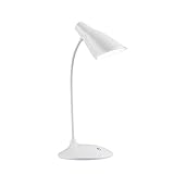 LED Desk Lamp, Flexible Gooseneck Table Lamp, Dimmable Office Reading Lamp with USB Charging Port, Rechargeable, 3 Brightness Levels, White