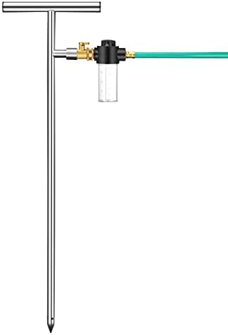 Root Feeder Deep Root Watering Tool with Fertilizer Dispenser Tree Watering Spike Watering Wand Irrigation System,for Plants Trees Bushes Shrubs Made of Stainless Steel with Shut Off Valve T Handle