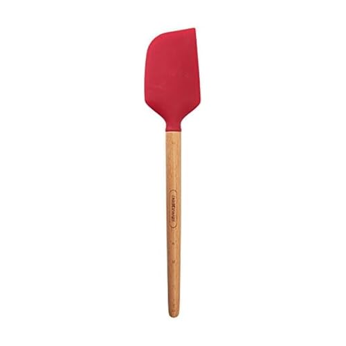 Farberware Professional Heat Resistant Silicone Spatula with Wood Handle - Safe for Non-Stick Cookware, Red
