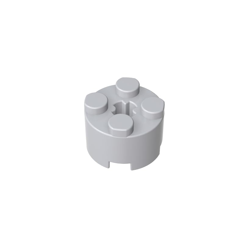 Gobricks 6143 Round Brick Brick Round 2x2 with Axle Hole 50 Pieces GDS-607 Compatible with Lego Building Blocks Color:gray white — image 1