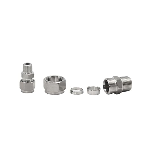 Conector de compresión de doble virola de acero inoxidable para reparar fugas en macho BSPT 1/8 5