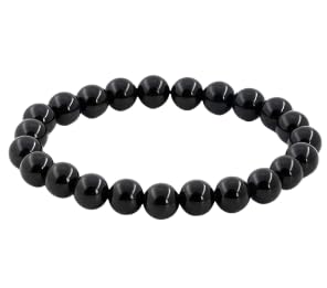 Braccialetto elastico da donna in agata nera con pietre semipreziose e perline rotonde da 8 mm, braccialetto elastico regolabile da 17,8 cm, unisex