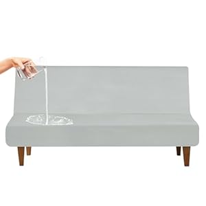 Luv4babe Waterproof Futon Cover for Armless Sofa Bed, Leakproof and Scratch-Resistant Futon Mattress and Couch Cover Protector for Kids, Cats and Dogs, Gray