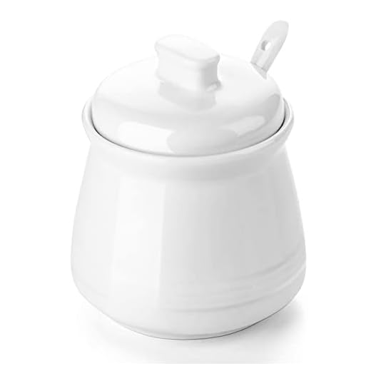 DOWAN Porcelain Sugar Bowl, 12 Ounce Large Sugar Bowl with Lid, Sugar Jar with Spoon and Lid, Salt Server Salt Container, Coffee Bar Accessories, White, 12 Ounces