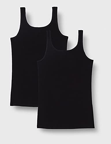 Schiesser Mädchen 2 PACK Unterwäsche Unterhemd Bio Baumwolle Multipack - 95/5 Organic Cotton - Größe 140 bis 176, schwarz_173528, 152