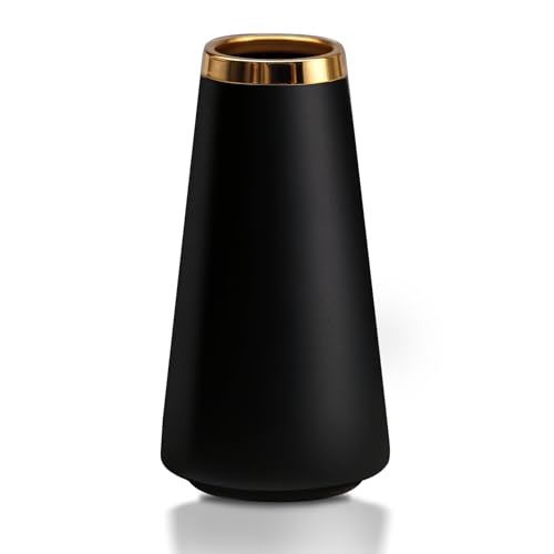 Floreros, Home ComSaf - Jarrón de cerámica negro, florero moderno, centro de mesa, decoración de boda, estante de estilo minimalista, decoración del hogar, jarrón para...