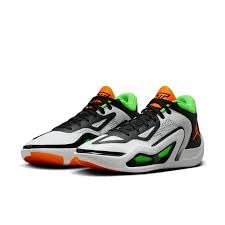Image of NIKE Tatum 1 Basketball Shoes (DZ3324-108, White /Black /Green Strike /Total Orange) Size 11