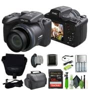 MINOLTA MN40Z 20 Mega Pixels 40x Optical Zoom Digital Camera with 1080p FHD Video, Black, Bundle with 64GB Memory Card + Vlog Tripod + 4xAA Battery with Charger + Accessories