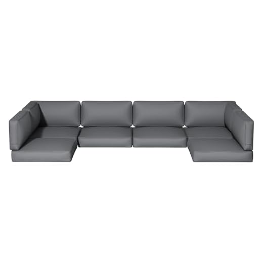Pelnuies 14-Piece Outdoor Replacement Cushions for Patio Furniture, Water-Repellent Sofa Cushion for 6-Seat Wicker Sectional, Deep Seat Cushions with Non-Slip Design, Darkgrey