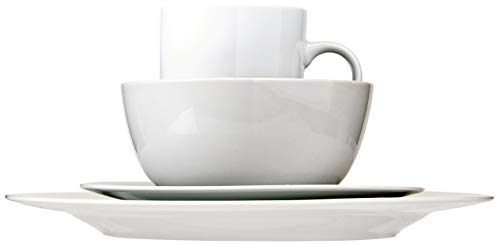 Amazon Basics 16-Piece Dinnerware Set, Service for 4, AB-grade porcelain, White