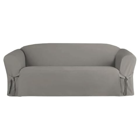 Linen Store Microsuede Slipcover Furniture Protector Cover, Perfect for Pets, Grey, Sofa Cover