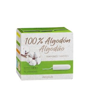 Tampones super 100% algodón Caja 18 ud.