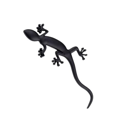S2S® 3D Gecko Shape Solid Metal Chrome Badge Emblem Decal Car & Bike Sticker Black
