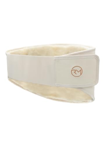 Rohn Moden Lammfell Nierenwärmer aus Merinowolle, verstellbarer Nierengurt aus Schaffell, Öko Rückenwärmer, Flexigurt für Damen und Herren, weicher Thermogurt (Creme, M, 85-115 cm)