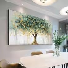 Tableau abstrait arbre vert 60x120 art mural moderne grand format - 2