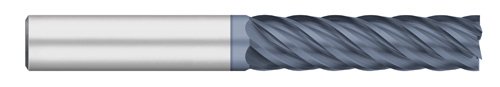 Titan TC61384 Solid Carbide Terminator End Mill, Long Length, 6 Flute, Square End, 40 degree Angle Helix, ALCRO-Max Coated, 1/2