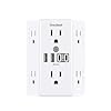 One Beat Outlet Extender Surge Protector, Multi Plug 6 Outlet with 4 USB Ports (2 USBC) 3-Sided Multi Plug Wall Outlet 1800J Power Strip for Home Office Dorm Room Essentials White