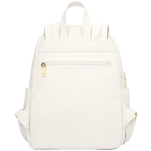 Image of KKXIU Quilted Trendy Leather Backpack Purse for Women and Ladies Shoulder Travel Daypacks Bags (White)