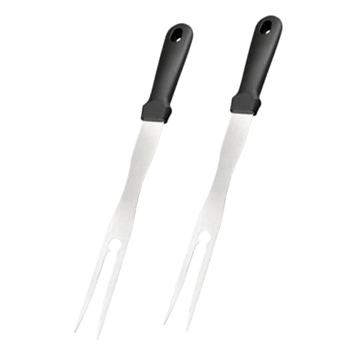 GAROZATION Camping Grill Grate Skewers Bbq Forks for Hotdogs Stainless Steel Multipurpose Rotating Forks with Handle