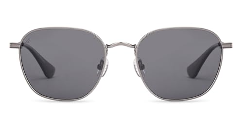Image of Vincent Chase By Lenskart | Silver Grey Solid Full Rim Round | Branded and Stylish Sunglasses | Polarized and 100% UV Protected | Men & Women | Medium | VC S18314