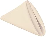 PLOYMONO Beige Heavy Duty Cloth Napkins - 17 x 17 Inch Solid Washable Polyester Dinner Napkins - Set