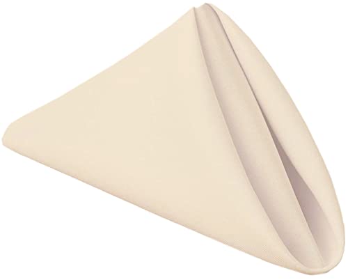 Ploymono Beige Heavy Duty Cloth Napkins - 17 X 17 Inch Solid Washable Polyester Dinner Napkins - Set Of 8 Napkins With Hemmed Edges - Great For Weddings, Parties, Banquets Dinner & More #TOP5