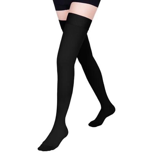 Image of 15-20 mmHg Compression Stockings for Women & Men, Thigh High Compression Socks Medical Graduated Compression Support for Edema, Varicose Veins