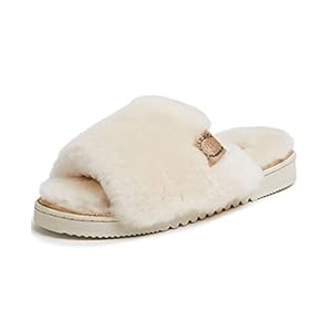 Dearfoams Women’s Fireside Cairns Shearling Easy on/Off Slide Sandal Slipper