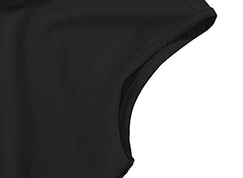 Bgowatu Women's Golf Polo T-Shirts Sleeveless V Neck Collarless Tennis Shirts Uv Protection Quick Dry Lightweight Black M #TOP4