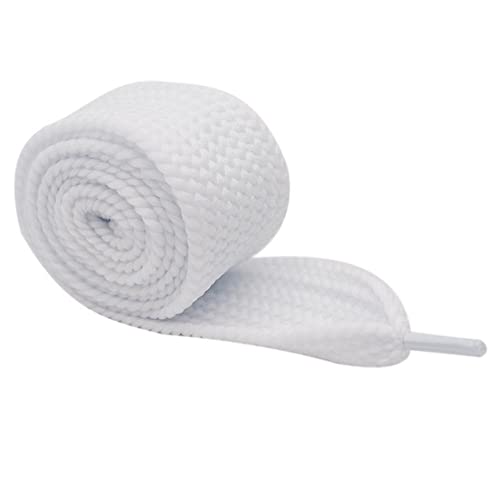 Jilibaba Cordões planos extra largos de 4 cm de largura, cordões de substituição para sapatos para mulheres, homens e crianças, sapatos casuais, Branco