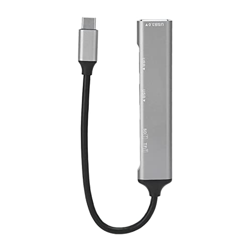Cuifati USB C Hub 5 in 1 Laptop Dockingstation Typ C Adapter mit SD/TF -Kartenleser 3 USB -Anschlüsse für Winux OS (Black)