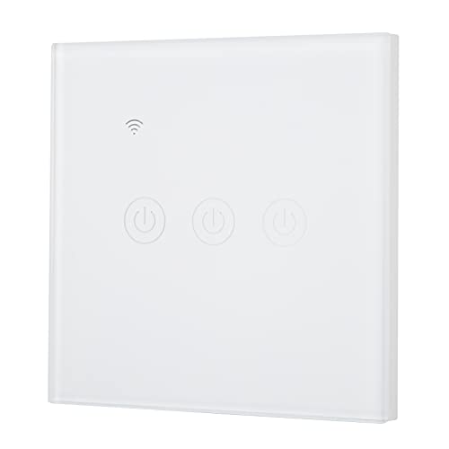 Acouto Panel de Interruptor de Luz Inteligente de 3 Bandas Táctil Inalámbrico único Cero Línea de Fuego Universal 200?240V ACWIFI Interruptor Táctil Altamente Incluso Templado Adopción del Diseño (#2)