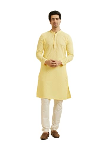 Image of Manyavar Men's Chikankari Kurta Set (2pcs)