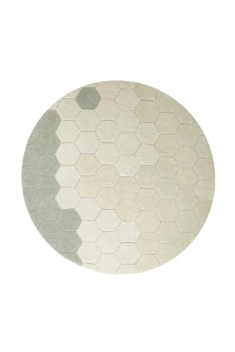 Washable rug Round Honeycomb Blue Sage