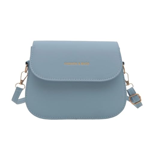 LEIDJGUN Elegante bolso cruzado cuadrado pequeño con solapa de piel sintética a la moda con correa ajustable, Blue