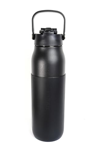 HUDOR Pulse 32oz Stainless Steel Water Bottles – Triple-Wall Vacuum Insulated Water Bottle with Leak Proof Straw Lid – BPA-Free, Ideal for Gym, Travel & Outdoor (Matte Black)