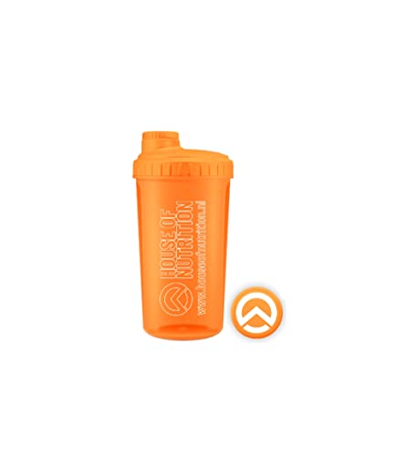 House of Nutrition Protein Shaker Bottle for Workout Supplements BPA Free with Filter and Closable Cap | Easy Clean, Orange Burst - 700ml